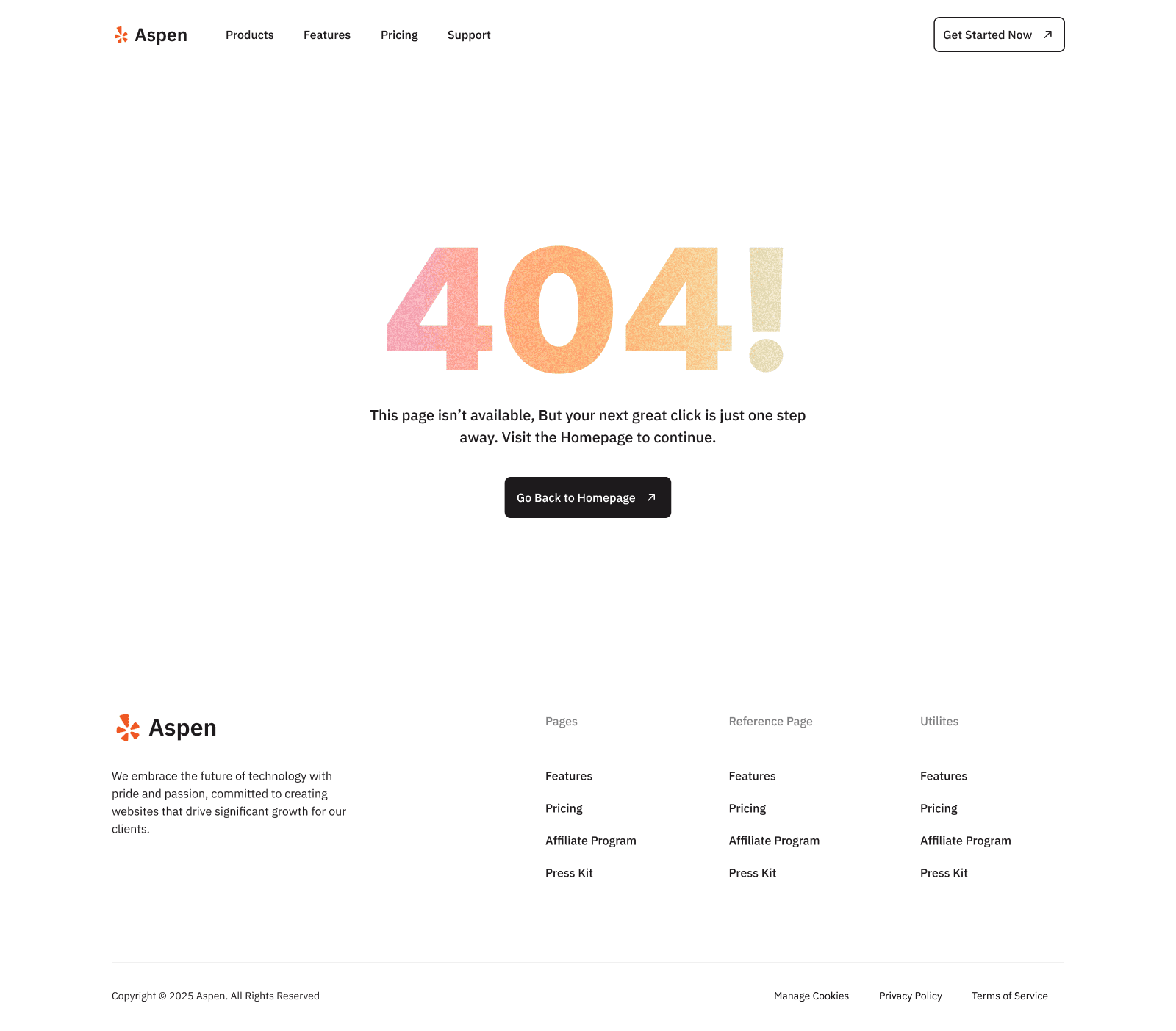 Aspen 404 Error