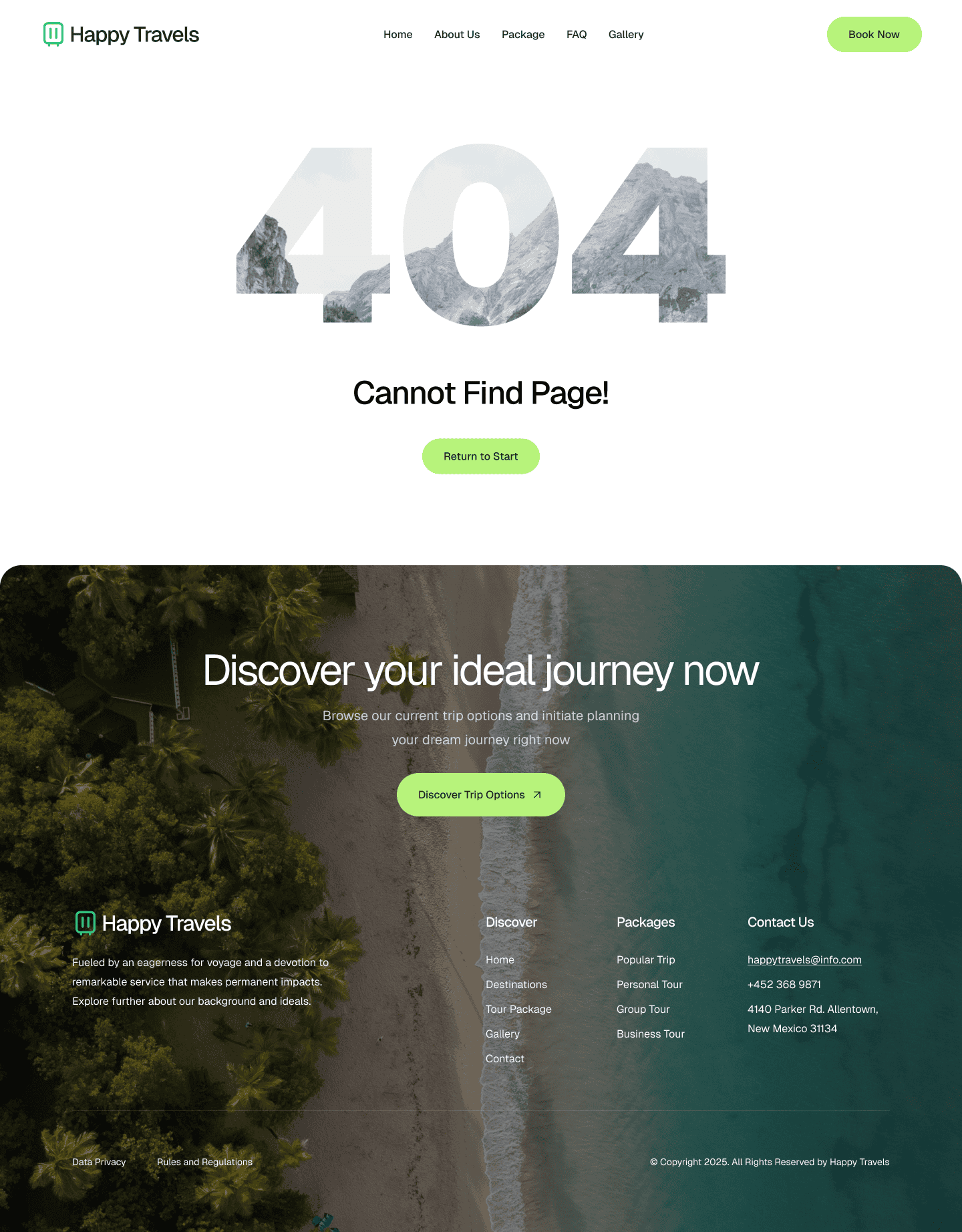 HappyTravels Error Template