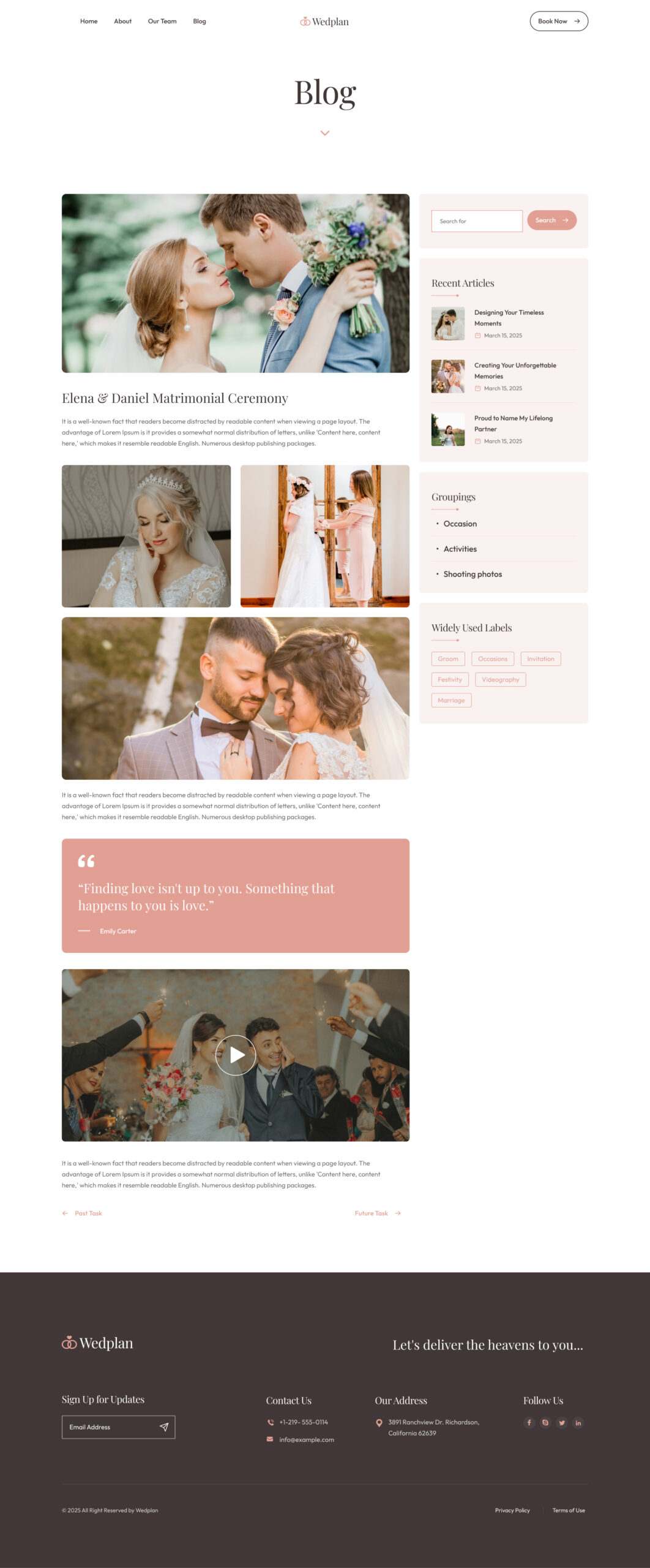 WedPlan Single Post Template