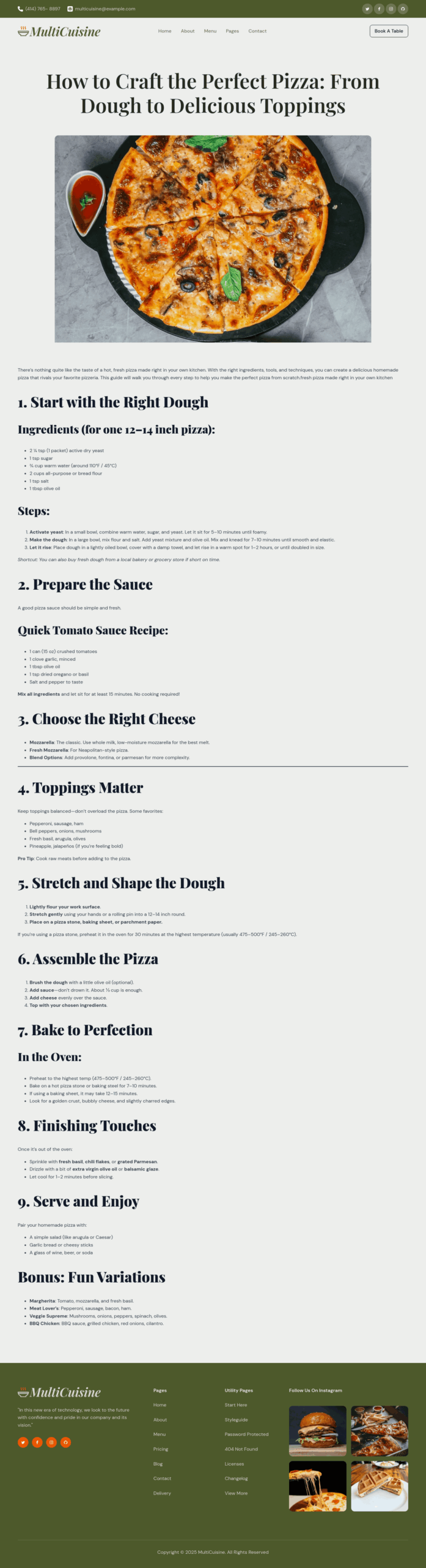 MultiCuisine Single Post Template