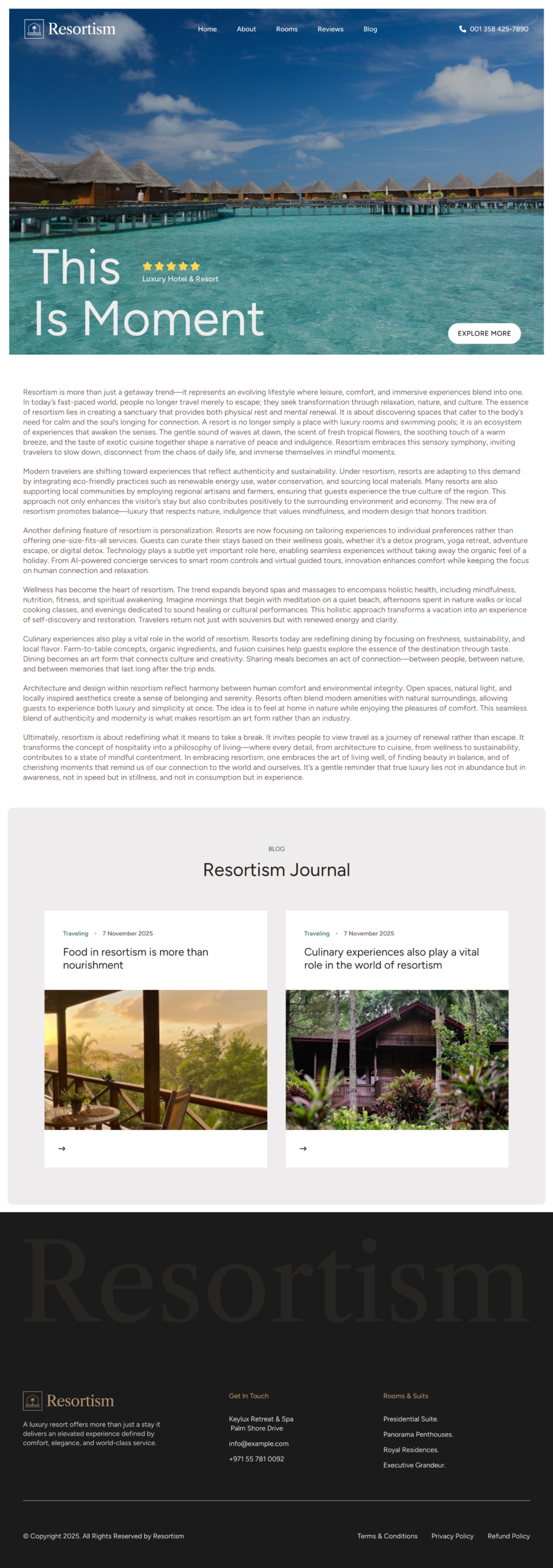 Resortism Single Post Template