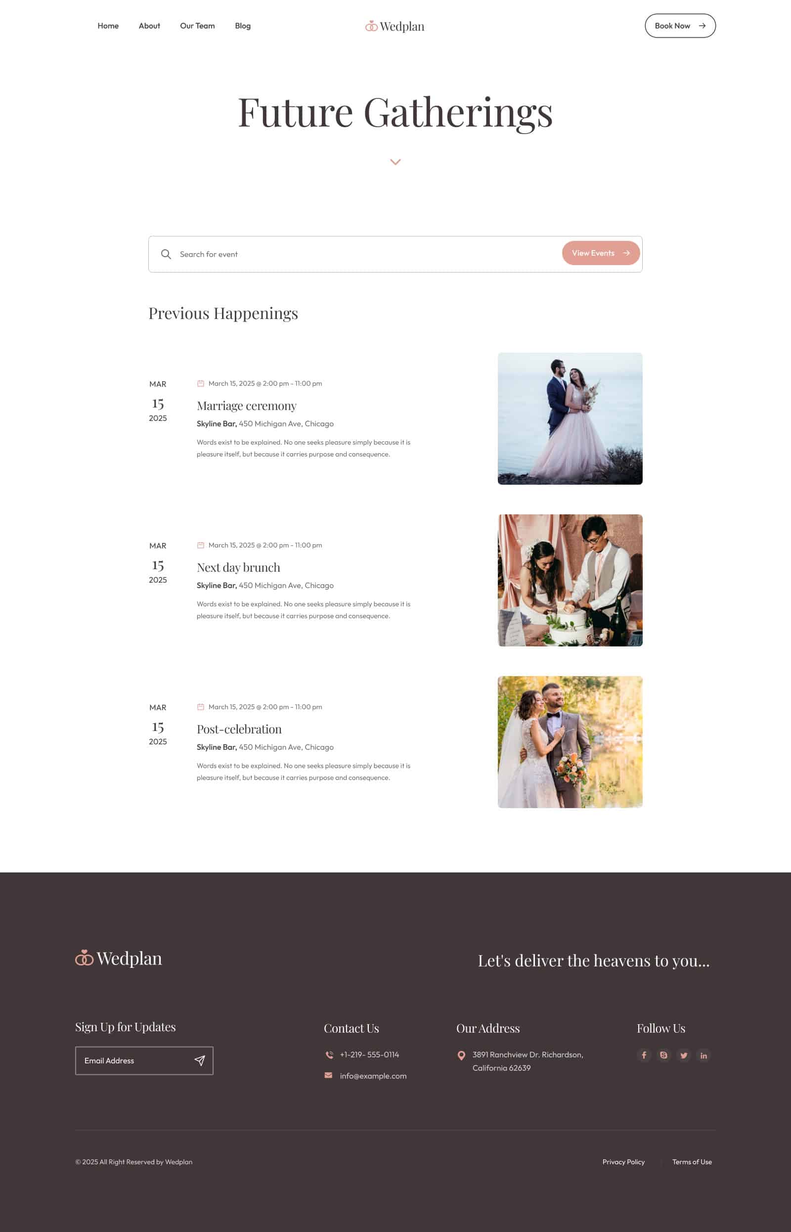 WedPlan Search Template