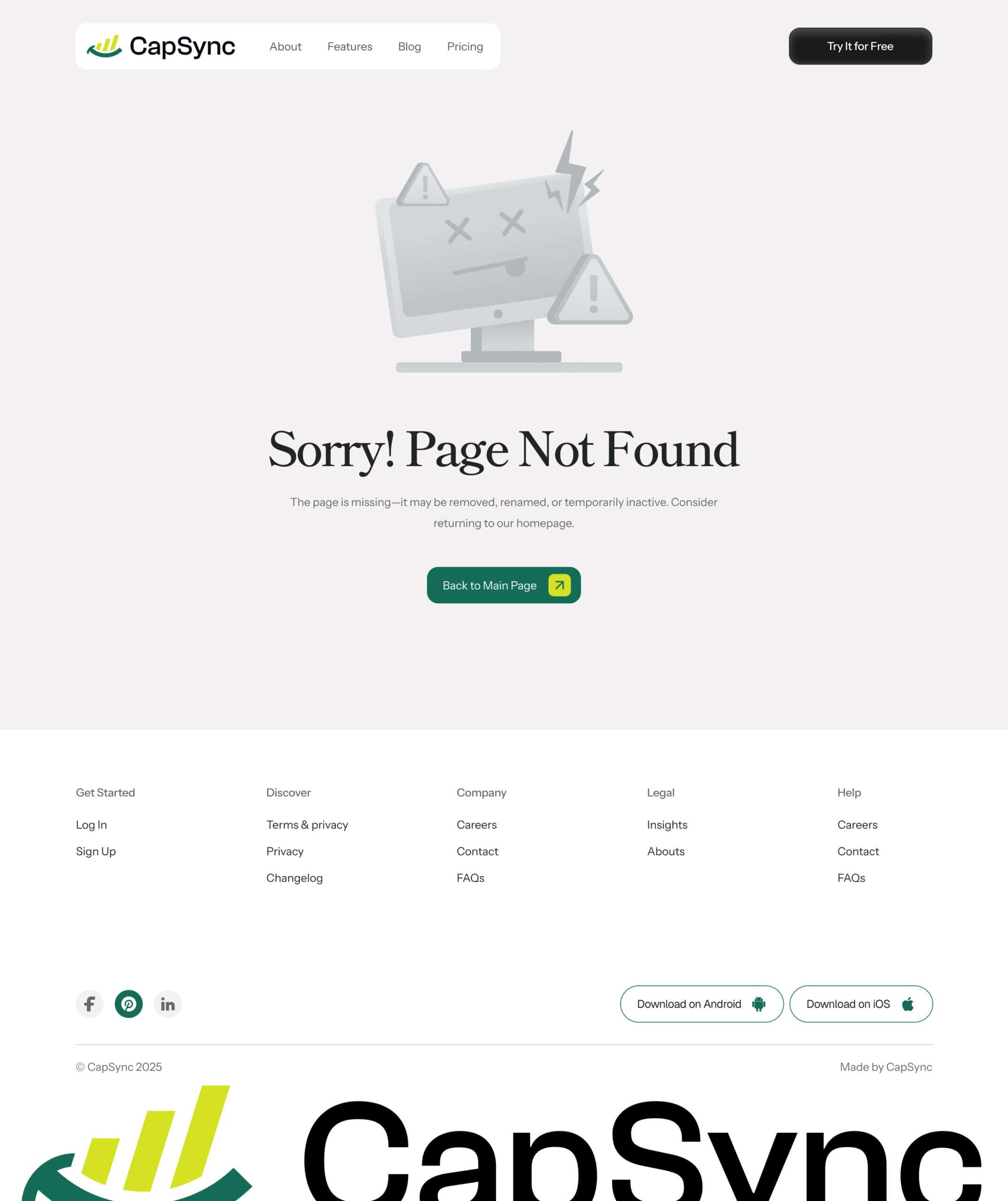Capsync Error Page Template