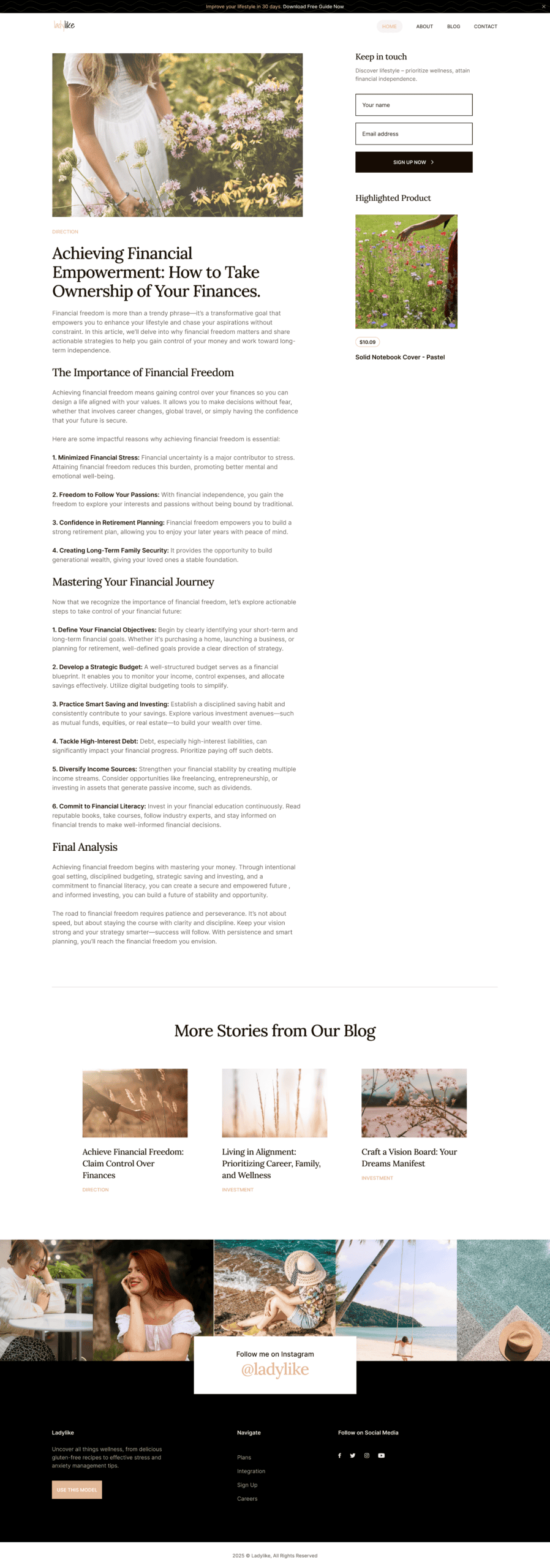 Ladylike Single Blog Template